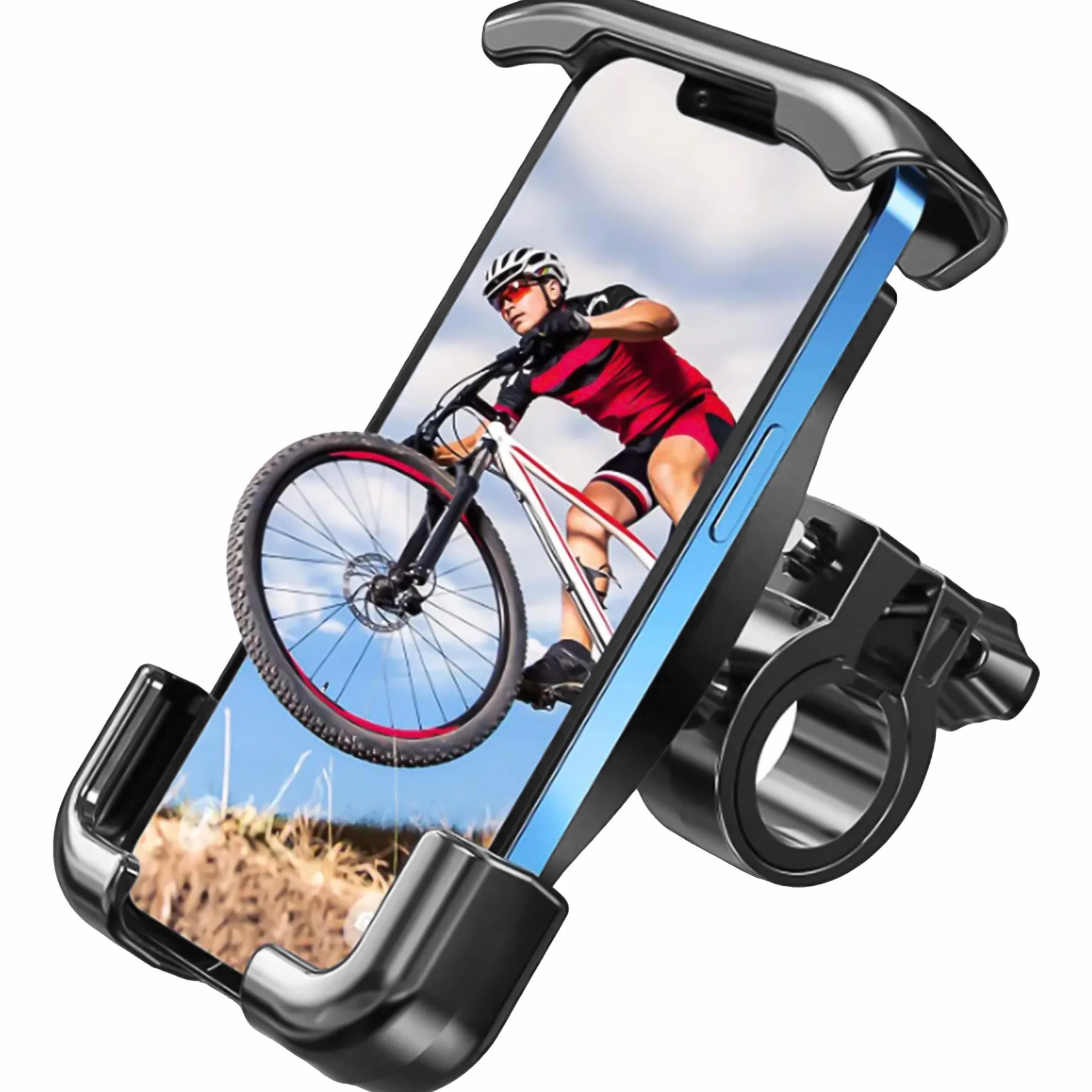 KRUMAD Uchwyt na Telefon do Roweru, Pasuje do Telefonów 5,5”–6,9”, Uniwersalny, Bezpieczny i Wytrzymały, Regulowany Kąt Nachylenia, Uchwyt na Rower, Motocykl i Hulajnogę Elektryczną