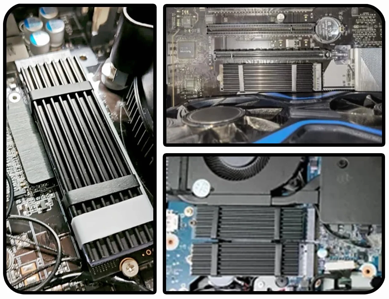 Zestaw 3 radiatorów M2 SSD, aluminiowa chłodnica z zestawem podkładek termicznych, kompatybilna z M.2 PCIe NVME SSD (czarny, 70 x 22 x 3 mm)