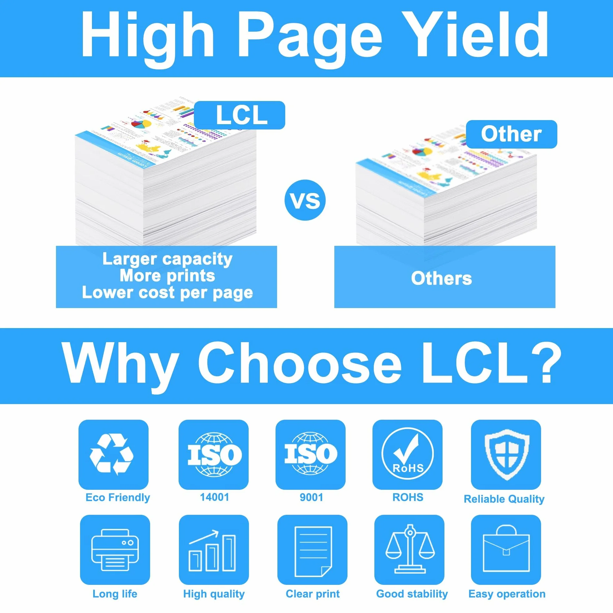 LCL Kompatybilny wkład atramentowy LC980 LC1100 LC1100BK LC1100C LC1100M LC1100Y zamiennik do Brother DCP-195C DCP-145C MFC-5890CN MFC-6490CW MFC-250C MFC-255CW (1czarny 1cyjan 1magenta 1żółty)