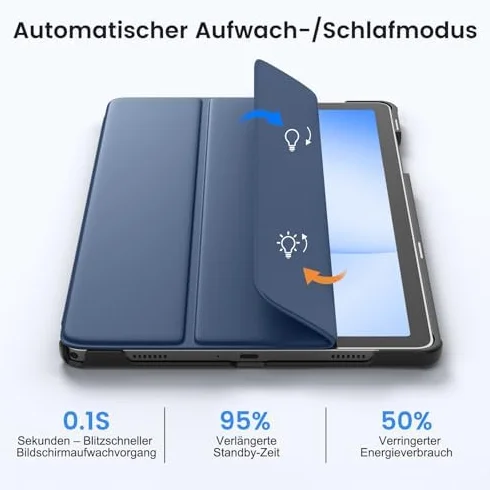 Etui ochronne do Samsung Galaxy Tab A11+ A9+ 11 cali (2025/2023), twarde, Auto Sleep/Wake, niebiesko-szare
