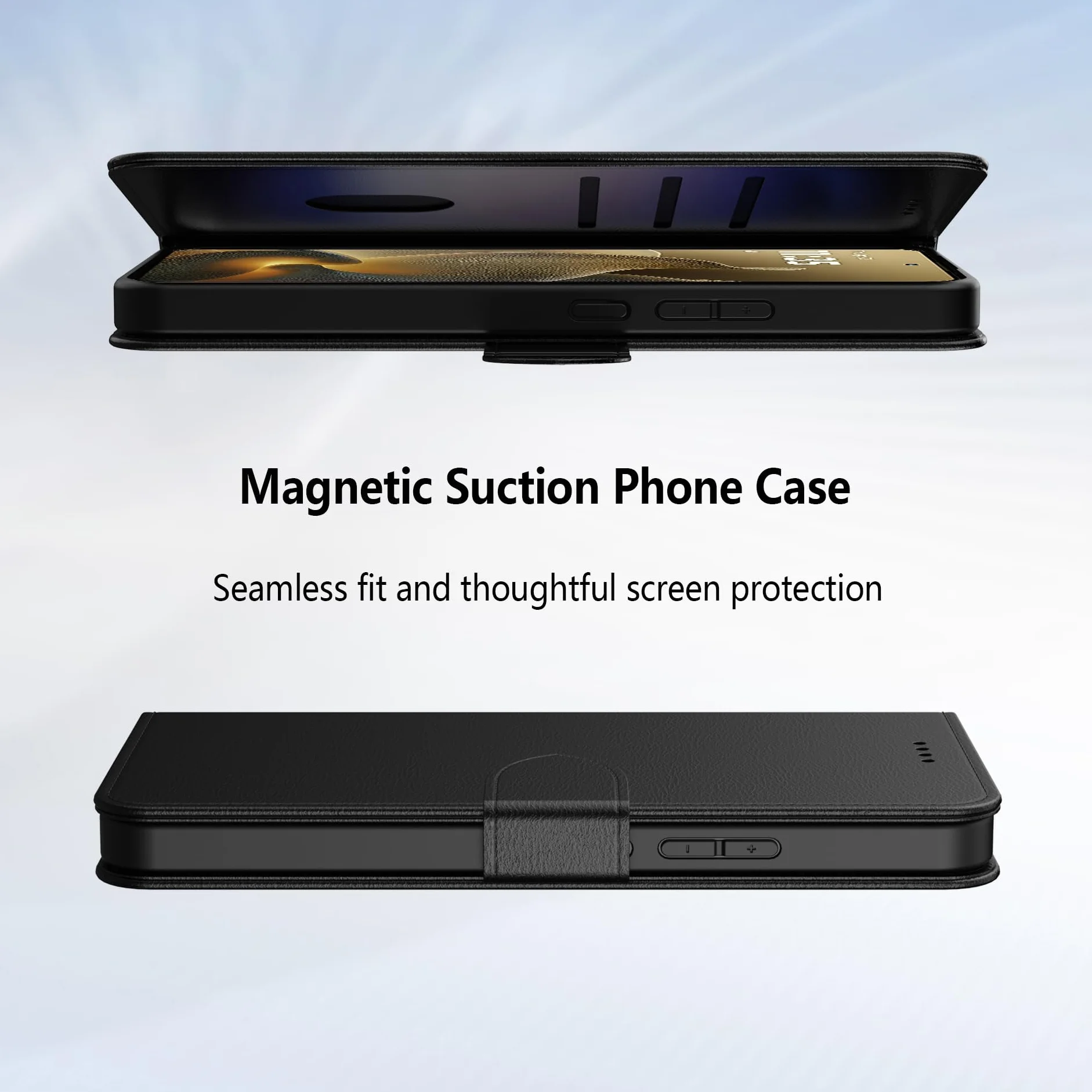 Etui do Motorola Moto G15, wysokiej jakości skórzane etui z klapką z przegródkami na karty, magnetyczne zamknięcie, podpórka, odporne na wstrząsy ochronne, do telefonu Motorola G15, czarne