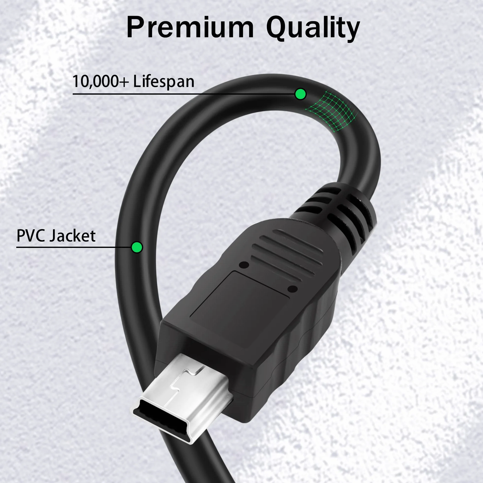 Kabel USB C na mini USB 2.0, 5 m, wtyczka typu C na mini wtyczkę USB, 480 Mbit/s, czarny, kabel do transmisji danych