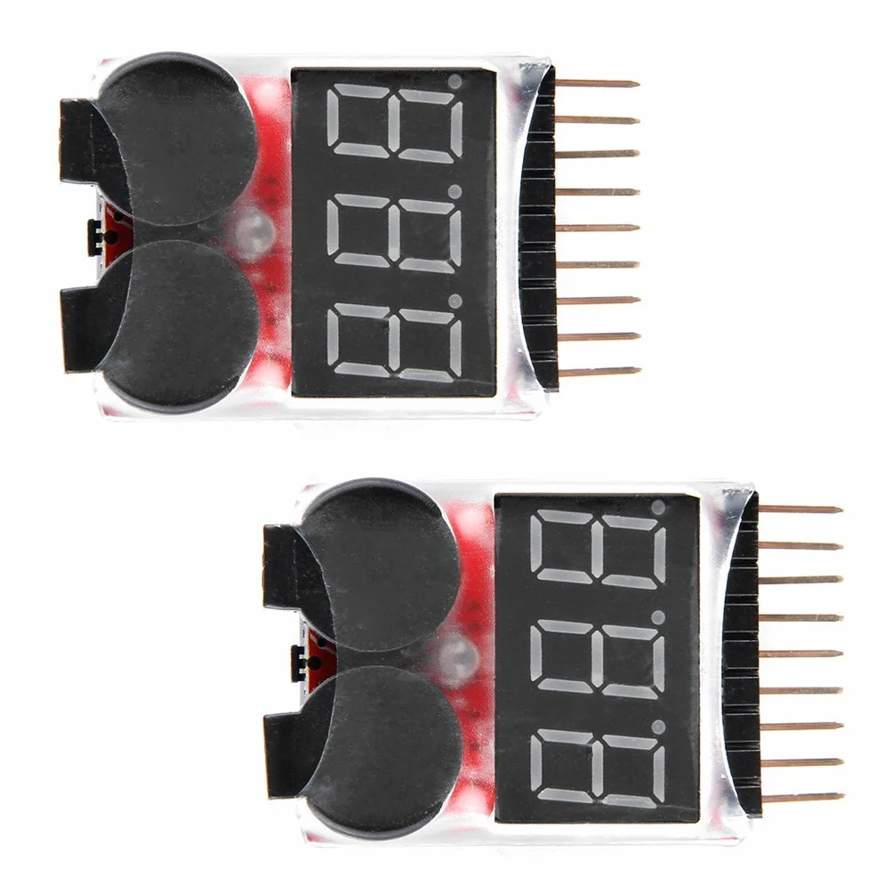 DollaTek 2 szt. RC Lipo Battery Monitor Tester alarmu Checker Niskie napi?cie Buzzer Alarm ze wska?nikiem LED dla akumulatora litowo-jonowego Lipo LiFe LiMn 1-8 S