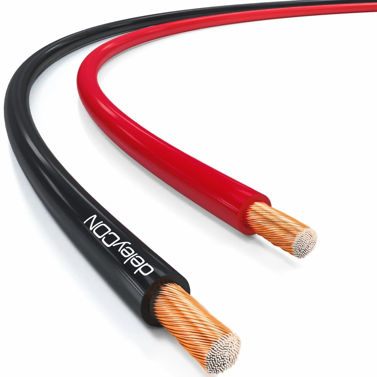deleyCON 50m Kabel Głośnikowy 2x 4,0mm² Przewód Głośnikowy Aluminium Pokryte Miedzią CCA 2x56x0,30mm Lica Oznaczenie Biegunowości - Czerwony/Czarny