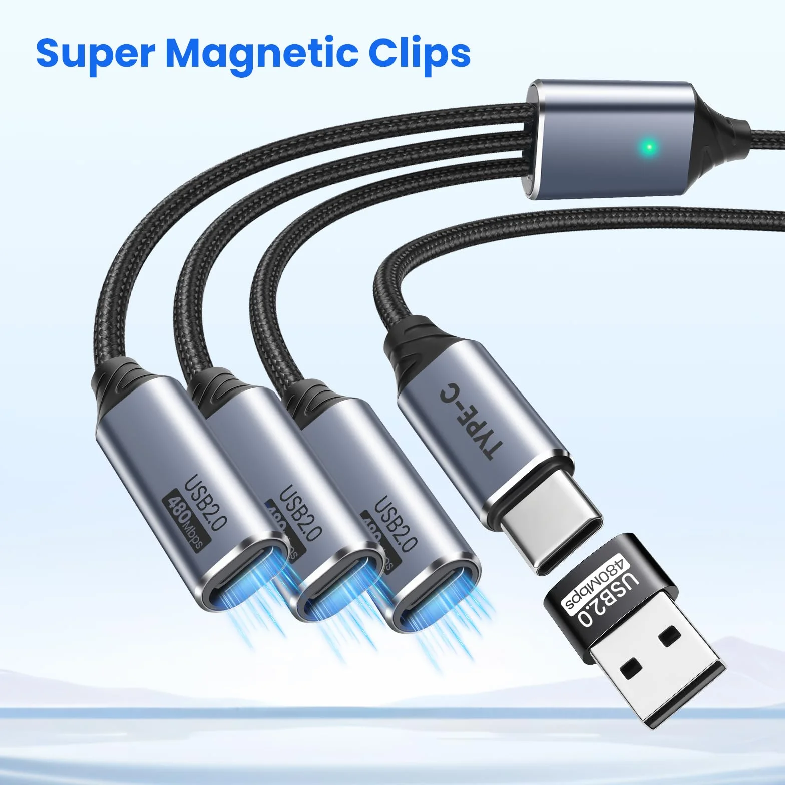 Rozdzielacz USB C, 3-portowy z adapterem USB do przesyłania danych, rozdzielacz USB-C do ładowania, męski na żeński kabel typu C, kompatybilny ze smartfonem, komputerem, pendrivem, klawiaturą